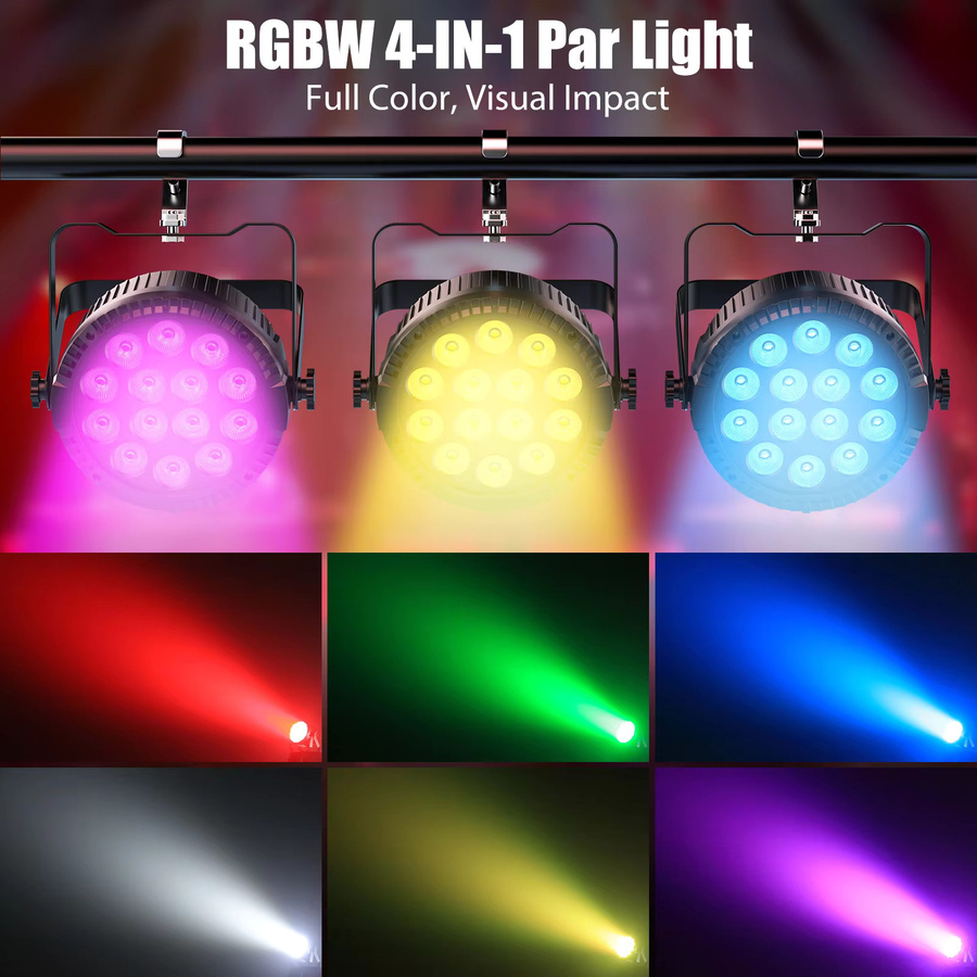 Somspot 8er Set RGBW Par-Scheinwerfer mit 14 LEDs und DMX512 für Bühneneffektbeleuchtung in Schwarz - Bild 4
