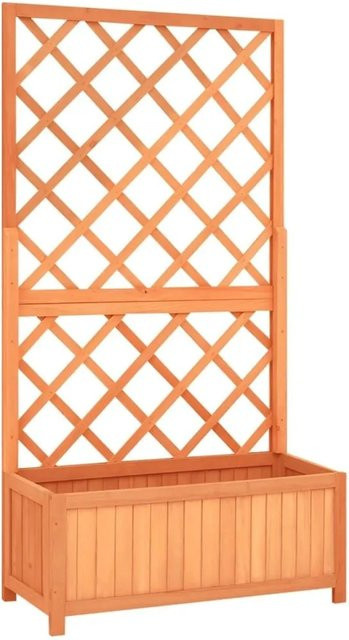 DELUKE Rankkasten Gartenspalier MALO aus massivem Tannenholz in Braun mit Blumenkasten und Rankgitter, H x B x T: 135 x 70 x 30 cm - Bild 1