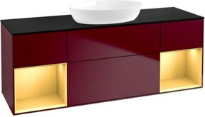 V&B Waschtischunterschrank Finion in Blau mit integrierter Beleuchtung und Regalfächern, Wandmontage, Breite: 160 cm - Bild 1