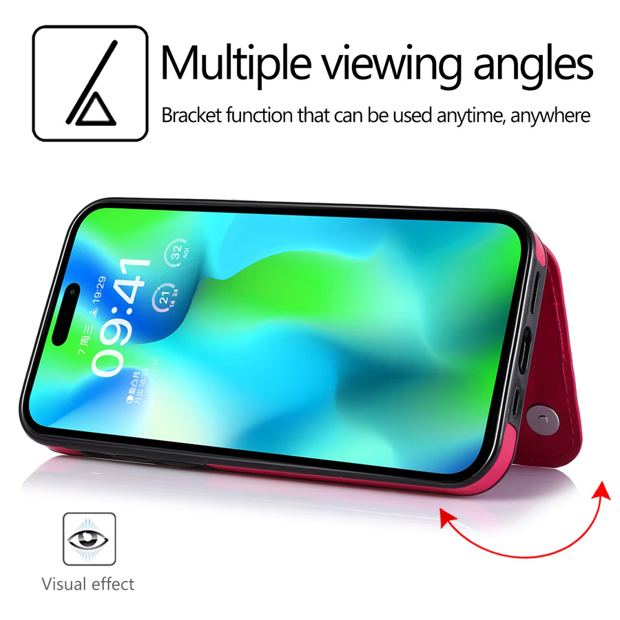 Leder Brieftasche Handyhülle mit Kartenhalter für iPhone 12 13 14 15 Pro Max in Schwarz - Bild 2