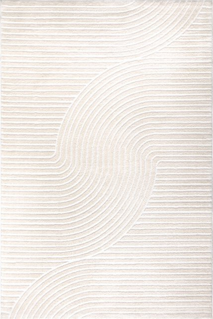 Moderner Teppich Lusenta in Beige mit geometrischem Muster und Hoch-Tief-Effekt, B/T: 80 x 150 cm - Bild 1