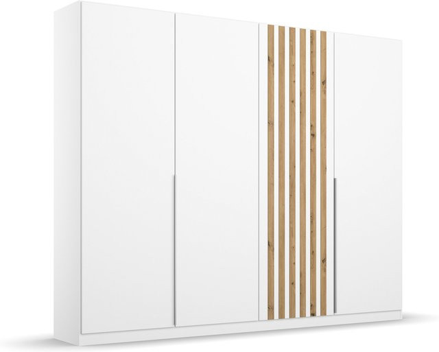 RAUCH BLUE Lamella 4-türiger Drehtürenschrank in Alpinweiß mit Holzlamellen, B: 226 cm, H: 210 cm - Bild 1