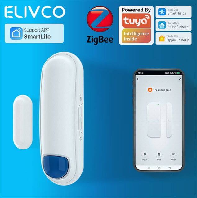 Tuya ZigBee Türsensor und Fensterkontaktsensor in Weiß, kompatibel mit Smart Life, SmartThings, HomeKit und Home Assistant - Bild 1