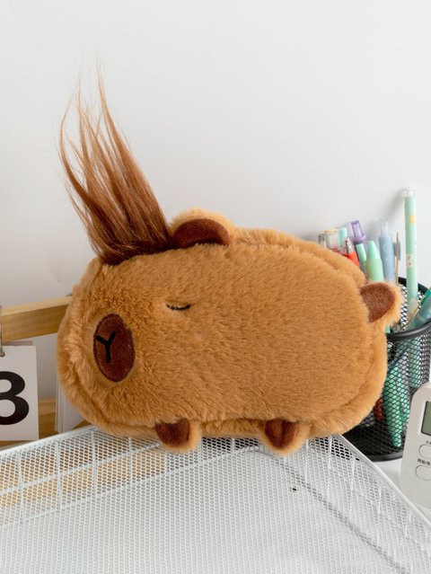 Weiche Federtasche von Ruidi bb in Braun mit großem Fassungsvermögen und Tier-Design für Schüler - Bild 1