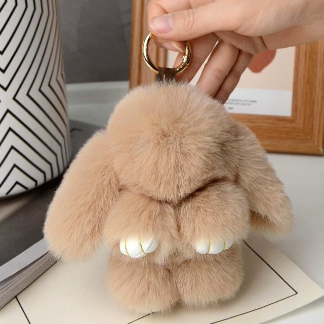 Rd lala Anhänger Kaninchenfell-Pompon, Hase, brown, Mädchen - Bild 1