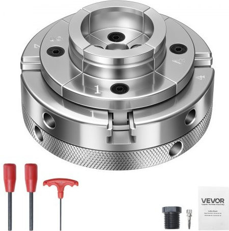 VEVOR 4 Zoll Drechselfutter 4 Backen Zentrierfutter mit 1 Zoll x 8 TPI Gewinde und Adapter, silberfarben, aus hochfestem Stahl für die Holzbearbeitung - Bild 1