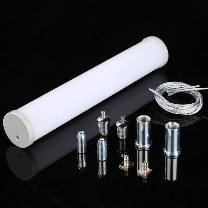 Khelse Runde LED-Aluminiumprofile in Weiß als Rohr für die Oberflächenmontage mit Diffusor-Halter für hängende lineare Lichtleisten - Bild 4