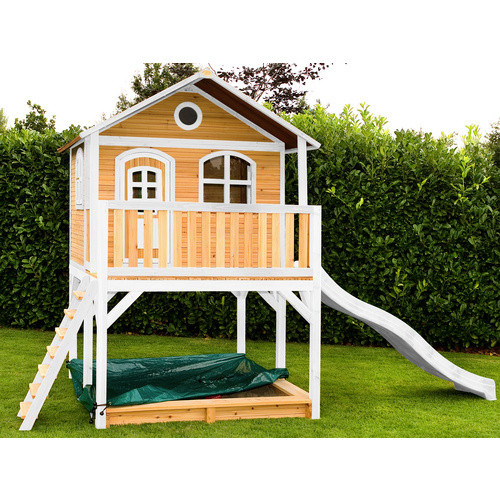Axi Marc Spielhaus aus Holz in Braun und Weiß mit weißer Rutsche, B/H/T: 432 x 293 x 212 cm - Bild 3