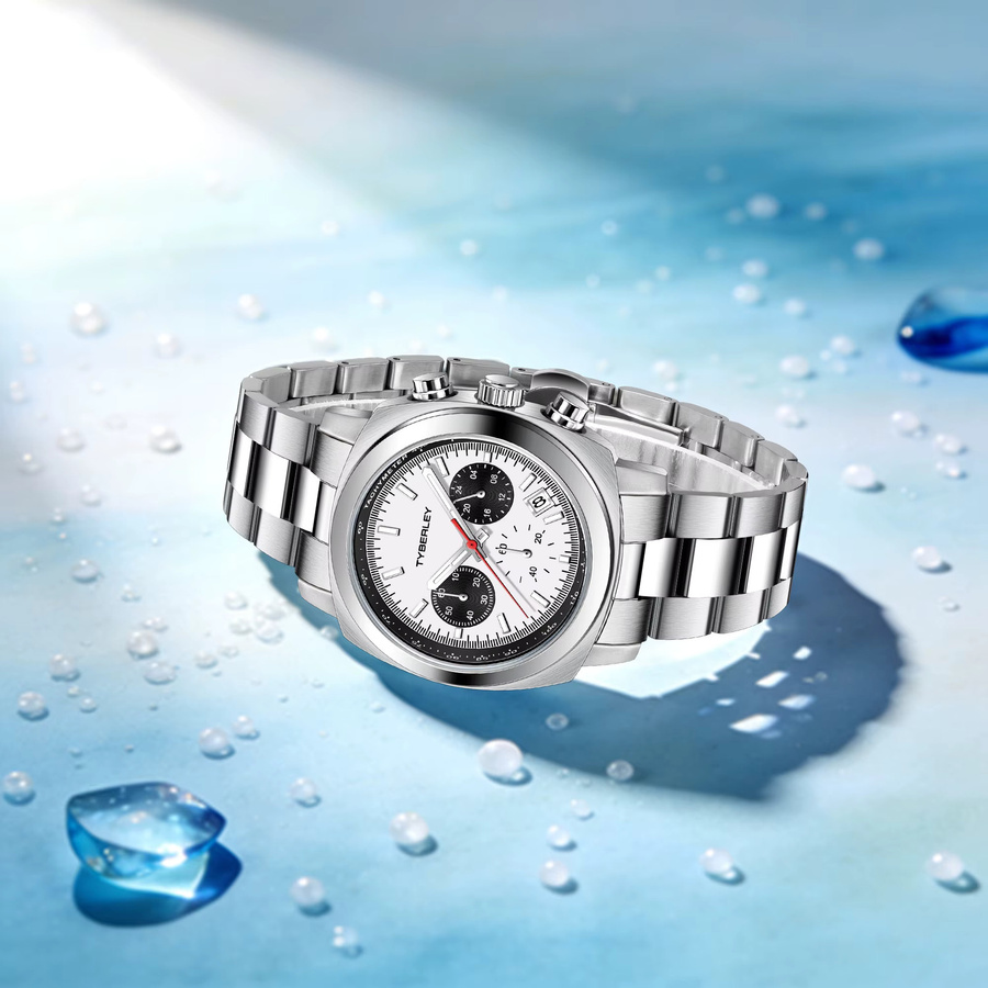 TYBERLEY Armbanduhr Herren, Quarz, Edelstahl, Weiß, Schwarz - Bild 2