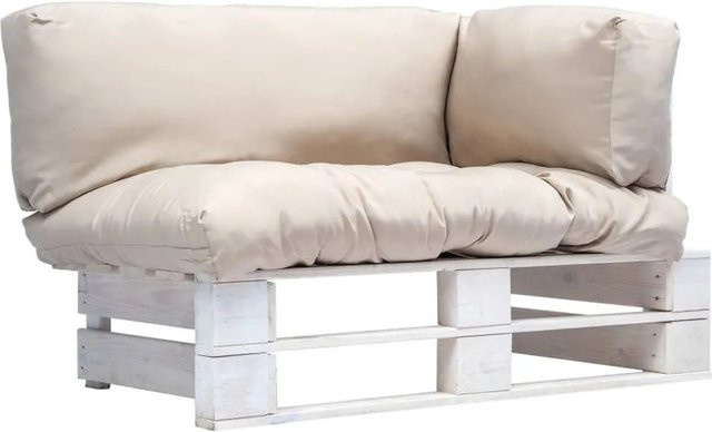 vidaXL Garten-Palettensofa aus Kiefernholz mit sandfarbenen Kissen für Garten und Terrasse - Bild 1