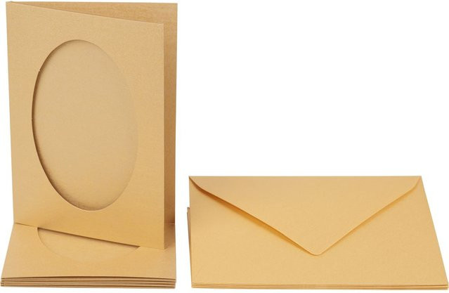 10er Set Passepartoutkarten Oval in Gold von Folia - Bild 1