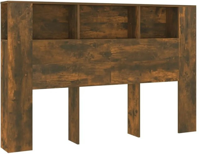 vidaXL Kopfteil mit integrierten Ablagen in Räuchereiche, Wandmontage für das Schlafzimmer, B/T/H: 160 x 18,5 x 104,5 cm - Bild 1