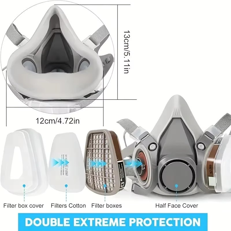 3M Staub-Gas-Atemschutzmaske 6200 als halbe Gesichtsmaske mit 2091-Filter für organische Dämpfe und chemischen Schutz beim Malen - Bild 4