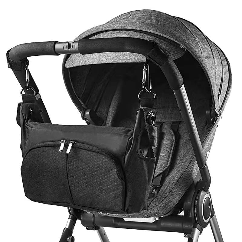 Wasserdichte Mama-Aufbewahrungstasche für Doona Kinderwagenzubehör in Schwarz mit Stroller-Clip - Bild 2