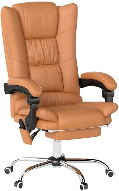 Vinsetto Massage-Bürostuhl Executive aus Kunstleder in Hellbraun mit Kopfstütze und Fußring, B/T/H: 70 x 64 x 110-118 cm - Bild 1
