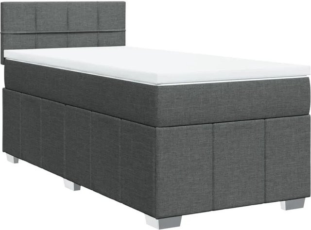 vidaXL Boxspringbett mit Matratze Dunkelgrau, Hybrid-Bett mit USB-Ladeport und Unterbettbeleuchtung, B/T: 80 x 200 cm - Bild 1