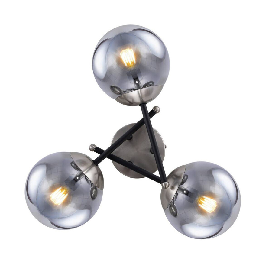 Pocoline Deckenleuchte Amil modern aus Metall und Glas mit 3 E14 Fassungen in Schwarz oder Silber - Bild 2