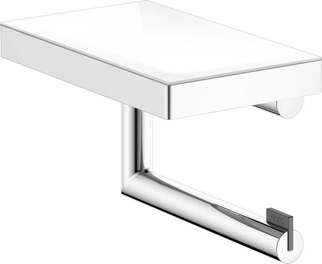 Keuco Toilettenpapierhalter Reva mit Ablage aus Metall und Glas in Silber und Weiß, Wandmontage, B/T/H: 172,0 x 109,0 x 103,0 cm - Bild 1