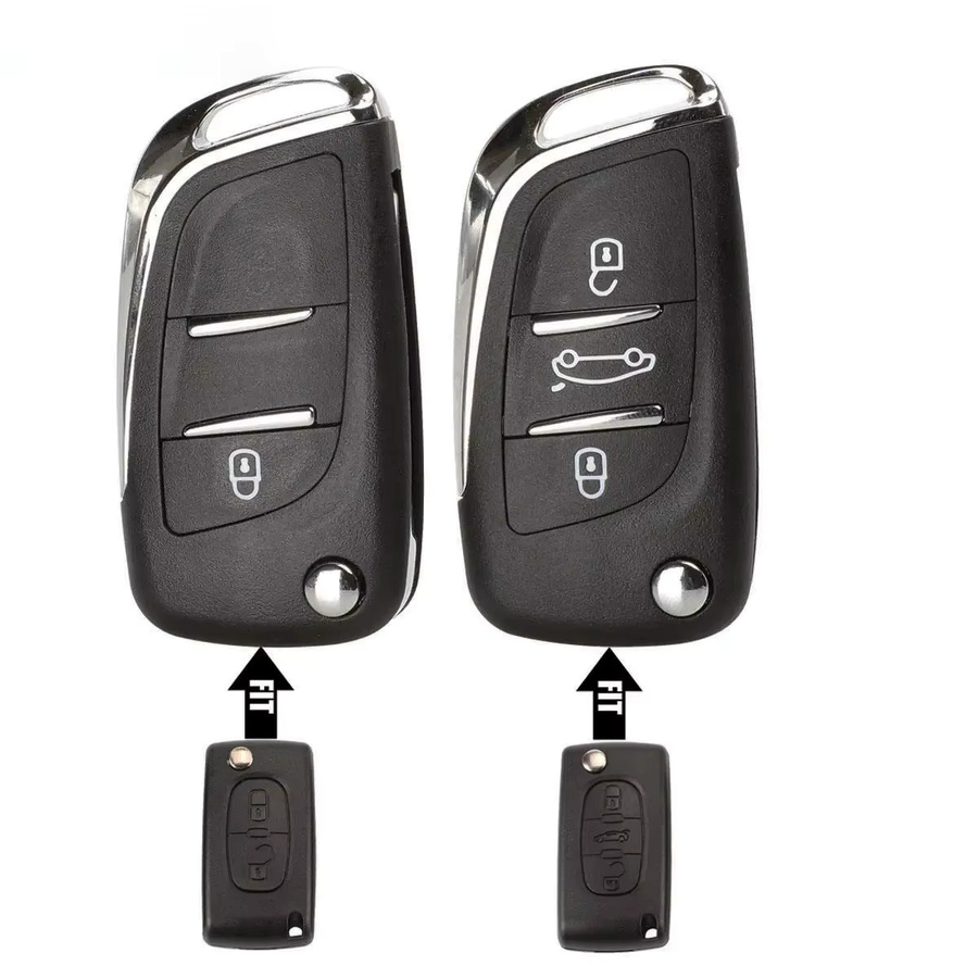 Jingyuqin 10er Set Modifizierte Flip Folding Key Shell für Peugeot 306 407 807 Partner Remote Va2/Hu83 Blade Entry Fob Case in Schwarz - Bild 3
