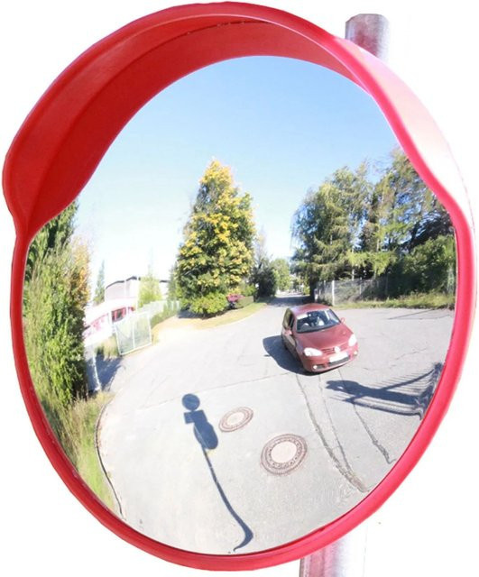 TRUTZHOLM Sicherheitsspiegel Rund in Rot mit schwenkbarer Halterung, Durchmesser: 60 cm - Bild 1