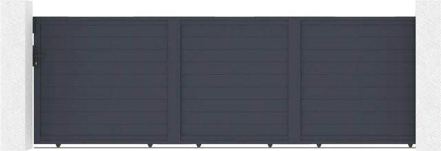 Casanoov Schiebetor Eiger aus Aluminium mit 2 Pfosten und Ranger C300 Motor, Farbe: Anthrazit/Grau, B/H: 500 x 140 cm - Bild 1