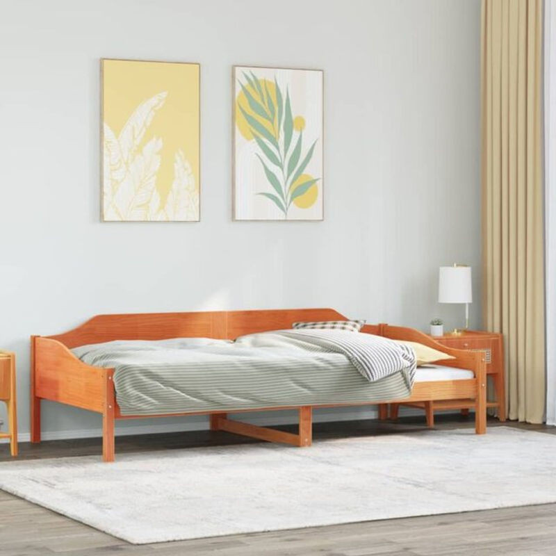 Massivholzbett aus Kiefer in Braun von vidaxl, Modernes und Minimalistisches Bett ohne Matratze, B/T/H: 80 x 200 cm - Bild 1