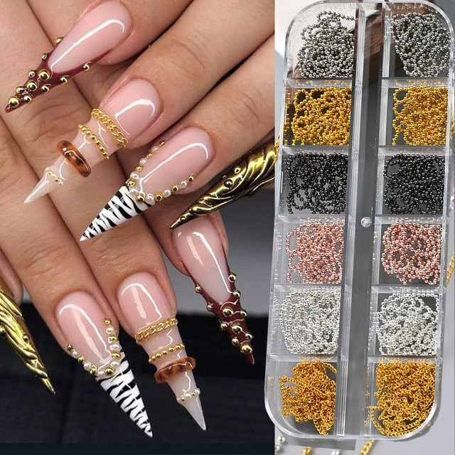 MAFANAILS Nagelkunstketten Set, Gold Silber, 12-teilig, Metallic, Unisex - Bild 1