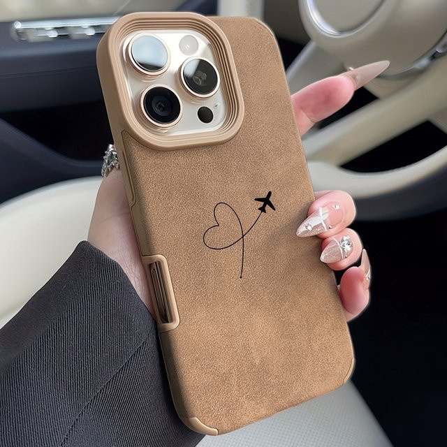 DecoPhone Kunstleder Handyhülle mit Flugzeugrouten-Liebesherz-Design für iPhone 11 bis iPhone 17 Pro Max und Air - Bild 1