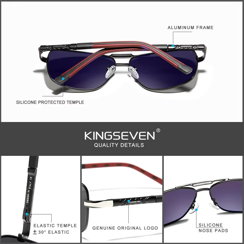 Kingseven Sonnenbrille Aviator, Aluminium, polarisiert, Unisex - Bild 3