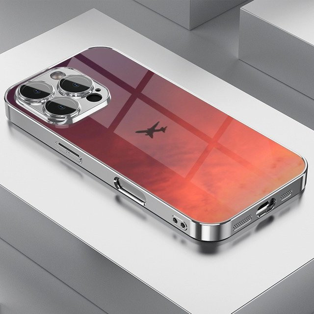 Handyhülle mit Sonnenuntergang Cloud Flugzeug Druck für Samsung Galaxy S25 S24 S23 S22 S21 S20 S10 FE Plus Ultra 5G in Multicolour mit Luxus Glasabdeckung - Bild 1
