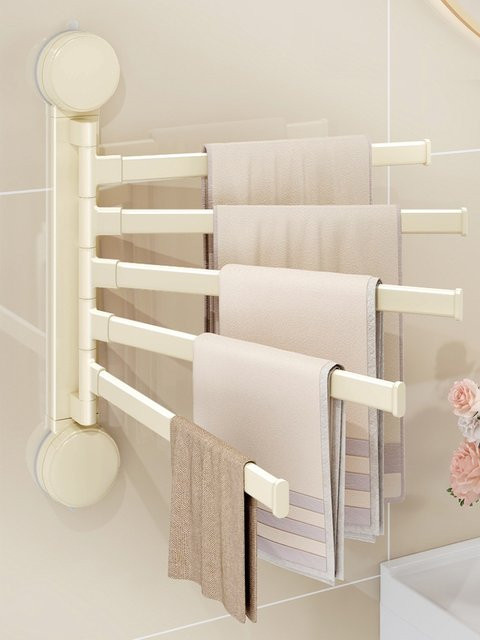 YUNJIEYA Drehbarer Handtuchhalter mit Saugnapf in Weiß für das Badezimmer zur Wandmontage ohne Bohren - Bild 1