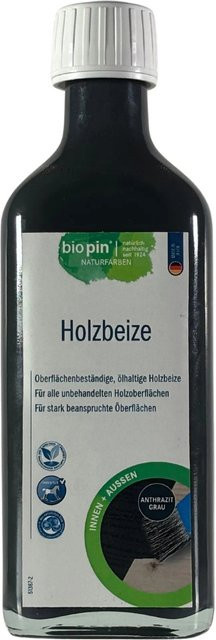 Biopin Holzbeize Anthrazit Grau wasserabweisend 0,25 l - Bild 1