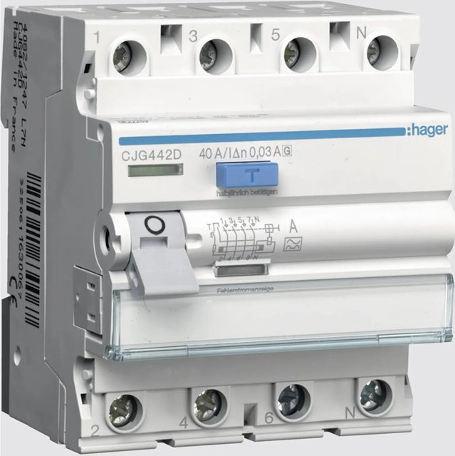 Hager FI-Schutzschalter RCD 4-polig 40A L1-N in Weiß - Bild 1