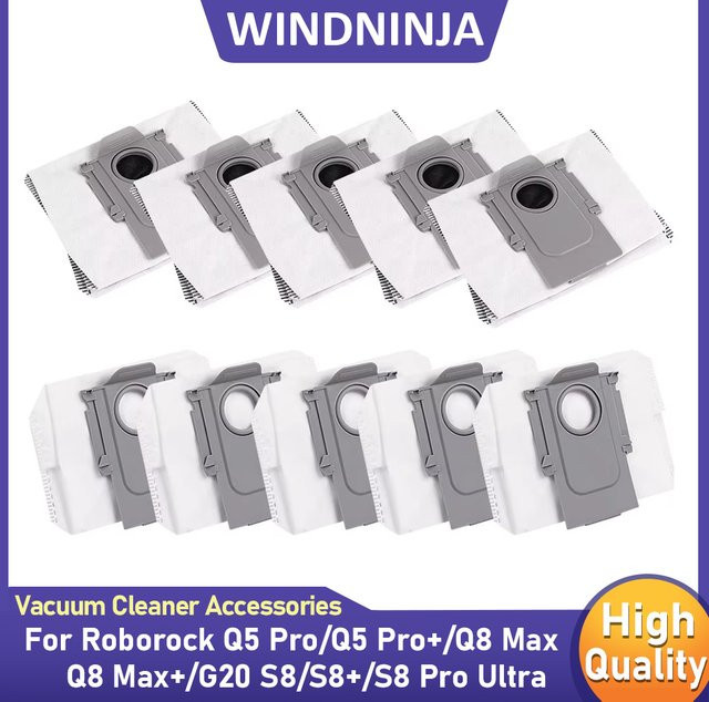 WINDNINJA Staubbeutel in Weiß für Roborock Q5 Pro, Q8 Max, Q7 Max, S8, S7 MaxV Ultra und weitere Modelle - Bild 1