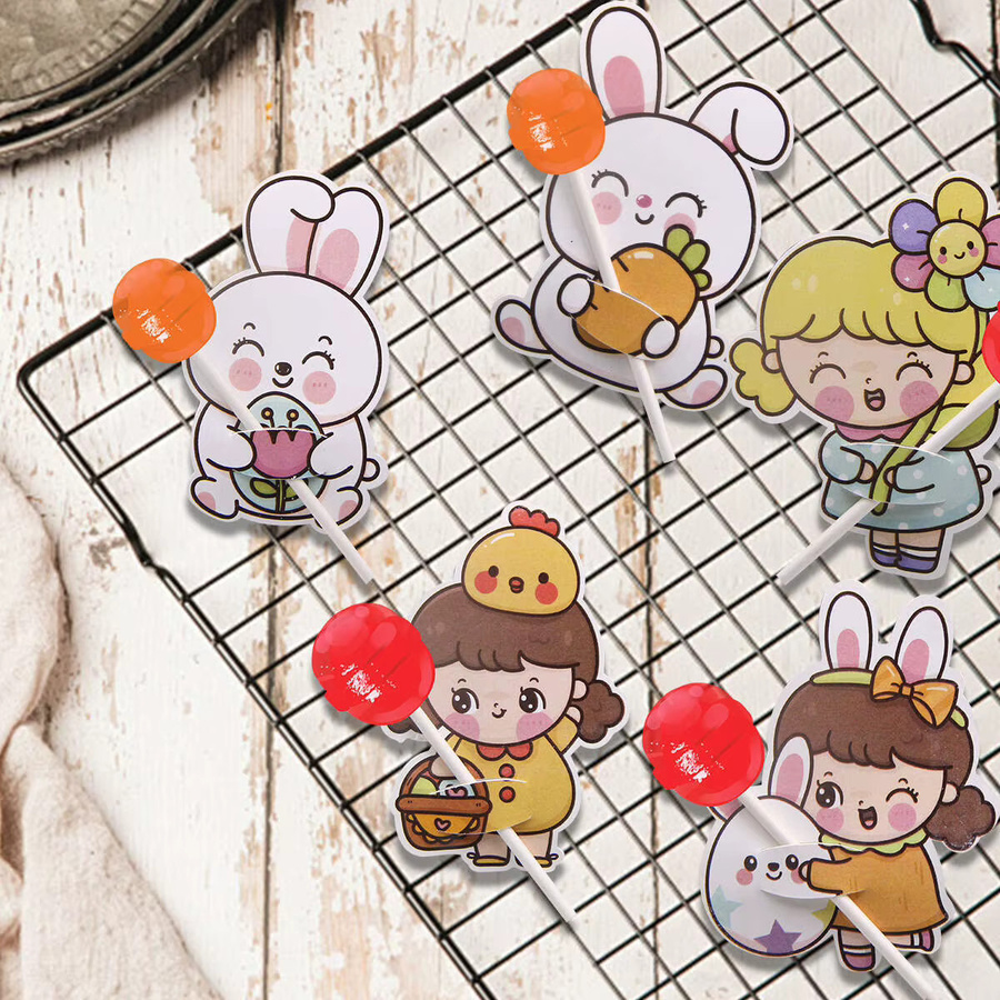 Tissy Ostern Lutscher Karten Set mit Kaninchen Küken und Ei als Süßigkeiten Halter für Kinder Party Verpackungen, 48 Teile, Mehrfarbig - Bild 2
