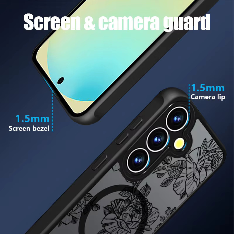 Magnetische Acryl-Handyhülle mit weißem Blumenmuster für Samsung Galaxy S26 S25 S24 S23 S22 Ultra Plus FE und S25 Edge - Bild 3