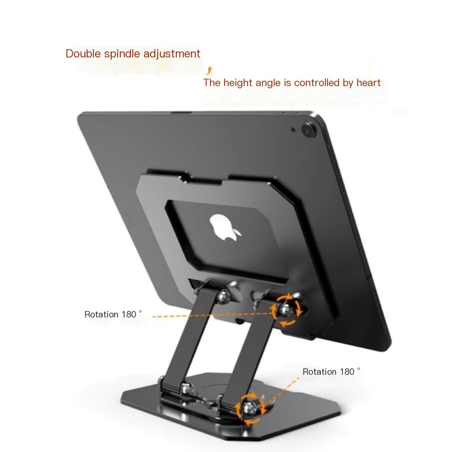 Multifunktionaler migdlai Ganzmetall-Tablet-Ständer in Silber, drehbar und zusammenklappbar, rutschfester Desktop-Telefonständer - Bild 4