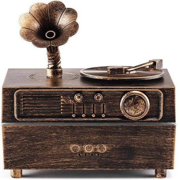 ElectroCN Retro-Grammophon Bluetooth Aroma-Diffusor und Lautsprecher in Braun - Bild 1