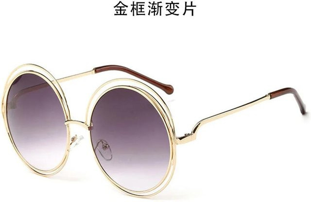 Vintage Runde Sonnenbrille für Damen, Metall, Vollrand, grey, gold - Bild 1