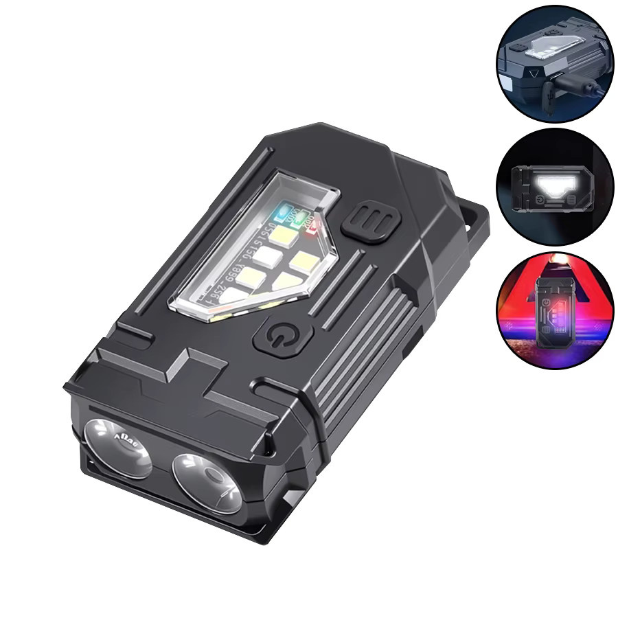 Heinast Mini COB LED Schlüsselanhänger-Taschenlampe in Schwarz, USB-aufladbar und wasserdicht mit Haken für Camping und Wandern - Bild 5