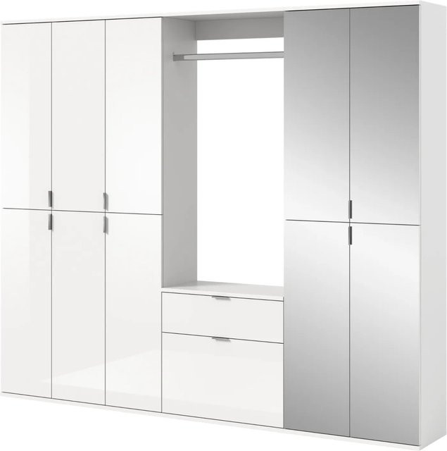 Inn.Furn Garderobenschrank SystemX in Weiß Hochglanz mit Spiegel, H x B x T: 213 x 193 x 40 cm - Bild 1