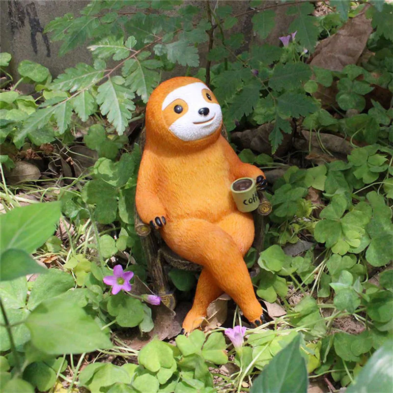 CosyHome Deko-Figur Faultier auf Schaukelstuhl aus Kunstharz in Orange, Höhe: 7,5 cm - Bild 2