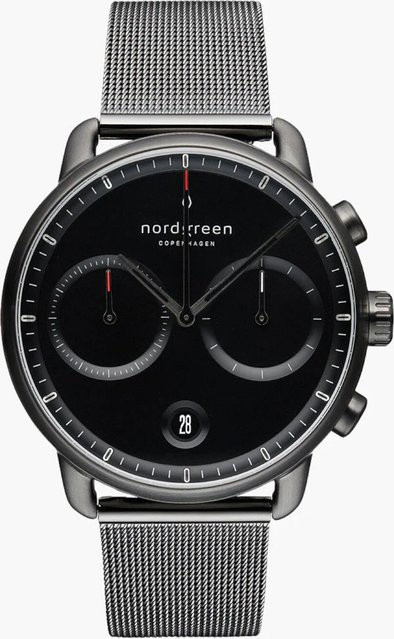 Nordgreen Herrenuhr Pioneer Chronograph, Edelstahl, Quarz, 42 mm, Schwarz - Bild 1