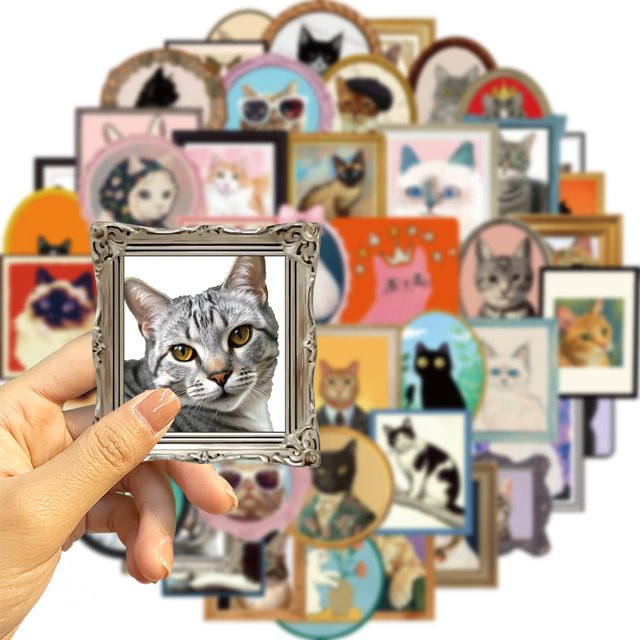 GOGOTU Cartoon Retro Katzen Bilderrahmen Graffiti-Aufkleber, 50-teiliges Set, multicolour - Bild 1