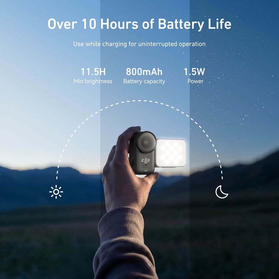 TELESIN Magnetisches Schnellwechsel-Fülllicht Mini Wasserdichtes Selfie-Licht in Schwarz für DJI OSMO Action 6 und DJI Nano Mini - Bild 4