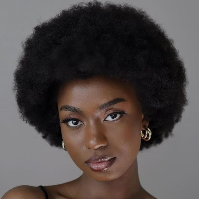 YAKIBEAUTY Afro-Perücke, synthetisch, lockig mit Pony, braun-schwarz, Damen - Bild 1