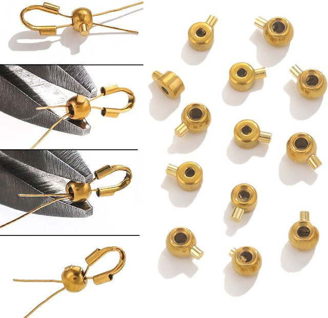 baizzx Crimp End Verschlüsse, Edelstahl, Unisex - Bild 1