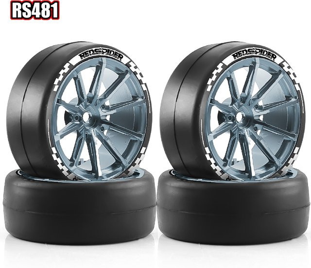 RS RC Driftreifen und Metallräder, 1:10, 12 mm Sechskant, Schwarz - Bild 1