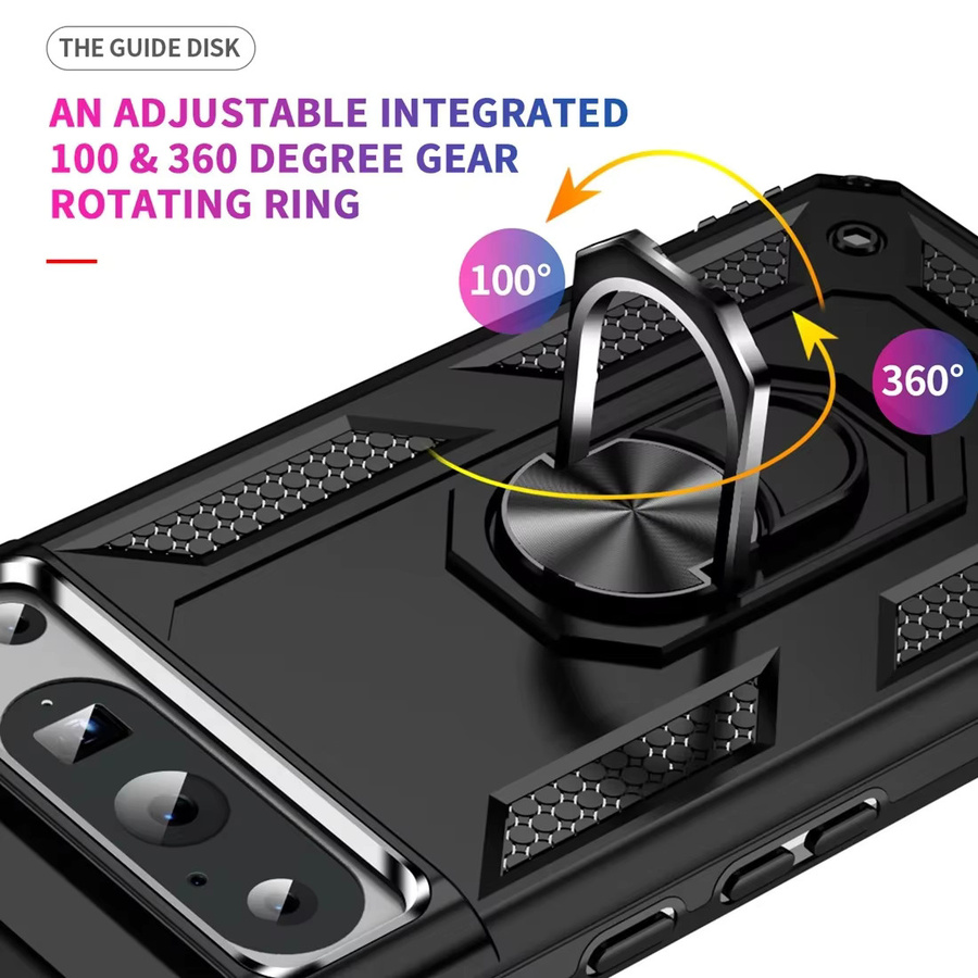 Robuste Handyhülle mit Magnetringhalterung für Google Pixel 9 Pro XL 8 7 6 Pro 5G in Schwarz und Rot - Bild 2