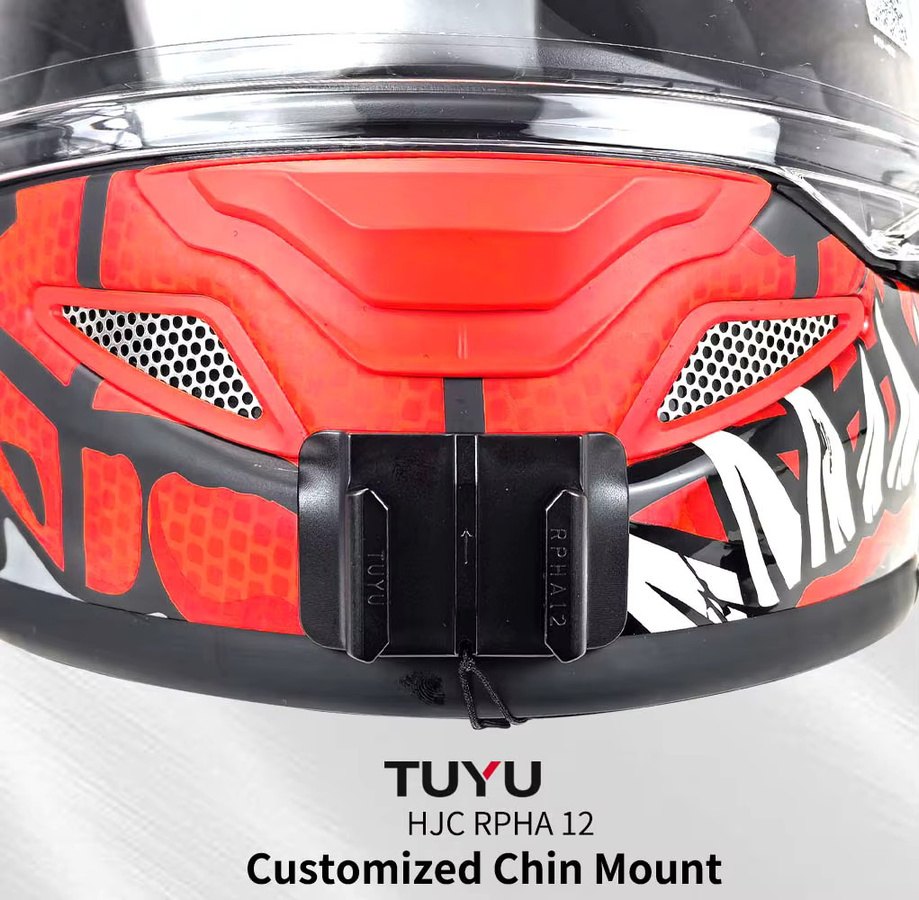 TUYU Custom Aluminium Kinnhalterung für HJC RPHA 12 Helm, kompatibel mit GoPro 13 12 11 10 9 8, DJI Action 5Pro 4 und Insta360 X2 X3 X4 Ace Pro2 Kameras, Farbe: Silber - Bild 2